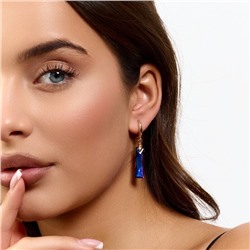 Серьги с камнем под Swarovski ювелирная бижутерия коллекция "Дубай", покрытие позолота, цвет: фиолетовый с синим, арт.414.379