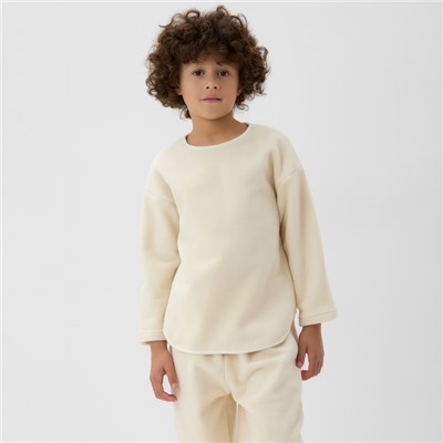 Свитшот флисовый детский MINAKU: Fleece Soft, бежевый, рост 110 см