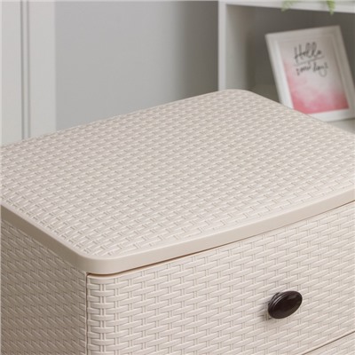 УЦЕНКА Комод 4-х секционный 55.5×44.5×87.5 см «Плетенка», цвет слоновая кость