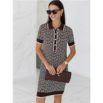 Платье жаккардовой вязки с кашемиром