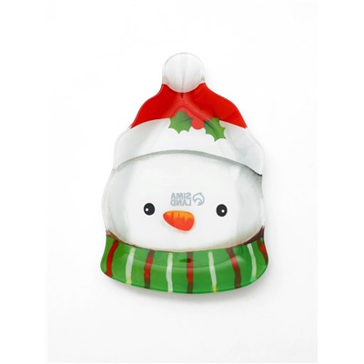 Тарелка новогодняя плоская «Снеговик», 13.8×20.5 см