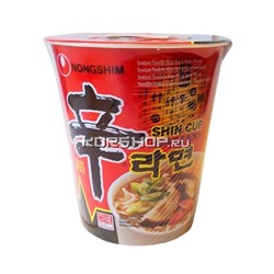 Лапша сублимированная Шин Рамён с острым вкусом (в стакане) Nongshim, Корея 68 г Акция