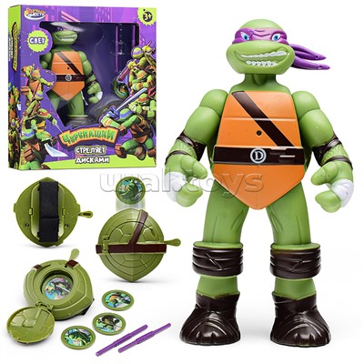 Фигурка Черепашки ниндзя, свет, стреляет дисками, коробка 5,3*25*22см
