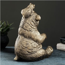 Подставка для бутылки «Медведь с енотом», 30×15×21 см, под бронзу с позолотой