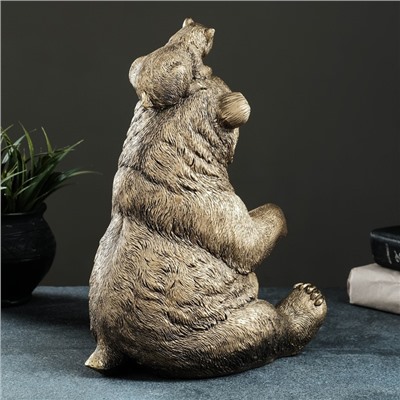 Подставка для бутылки «Медведь с енотом», 30×15×21 см, под бронзу с позолотой