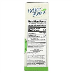 Now Foods, Органическая продукция, BetterStevia, Некалорийный подсластитель, 75 пакетиков, 2,65 унции (75 г)