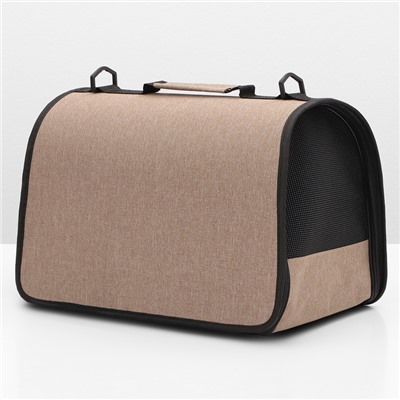 Сумка - переноска, 43×24×28 см, с органайзером и иллюминатором, коричневая