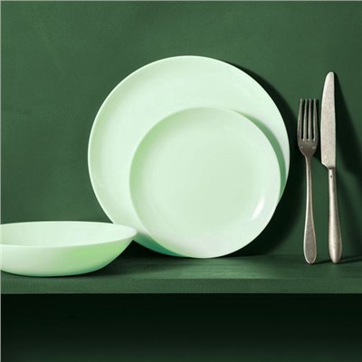 Десертная тарелка Luminarc DIWALI PARADISE GREEN, d=19 см, стеклокерамика, светло-зелёная