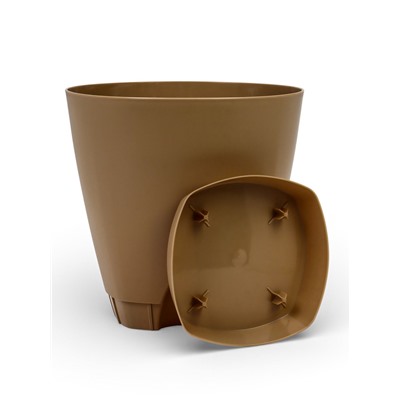 Горшок для цветов с прикорневым поливом Amsterdam, 8 л, цвет молочный шоколад