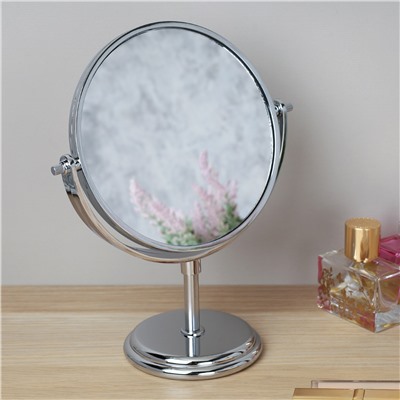 Зеркало настольное круглое двустороннее с увеличением 22 см / 580 /уп 60/d-14