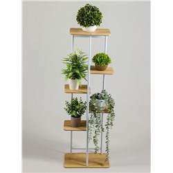 Подставка для цветов Greengo, 6 полок, 36×23×106 см, напольная, каркас металл, полки МДФ, белая