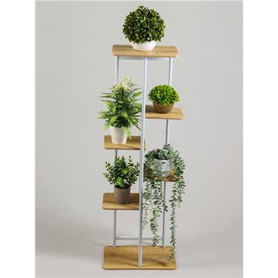 Подставка для цветов Greengo, 6 полок, 36×23×106 см, напольная, каркас металл, полки МДФ, белая