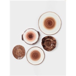 Блюдо для подачи Magistro Wood, 27.8×27.5×3 см, фарфор, коричневое