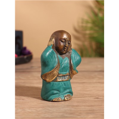 Сувенир «Монах», 5×4×8 см, бронза, бирюзовый