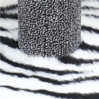 Домик для кошек с когтеточкой, квадратный, 3х-этажный, 35×45×75 см, ковролин, зебра