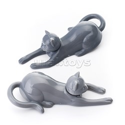 Магнит для доски офисной "Cats" 8x3,5x2,2 см, 2 шт, в пластиковом пакете с блистерным подвесом, ассорти цветов белый с черным и светло-серый с темно-серым