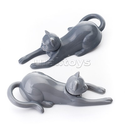Магнит для доски офисной "Cats" 8x3,5x2,2 см, 2 шт, в пластиковом пакете с блистерным подвесом, ассорти цветов белый с черным и светло-серый с темно-серым