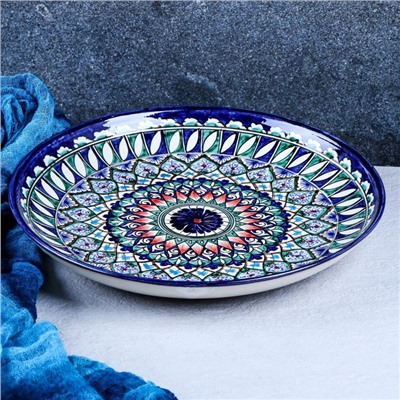 Ляган узбекский Риштанская Керамика «Узоры», d=28 см, синий