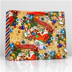 Пакет подарочный новогодний ламинированный горизонтальный «С Новым годом», 49×40×19 см