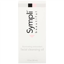 Sympli Beautiful, осветляющее и очищающее масло для лица с антиоксидантами, с маслами арганы, марулы, шиповника и апельсина, 30 мл (1 жидк. унция)