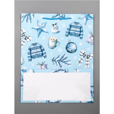 Пакет подарочный новогодний ламинированный, «Новогодние игрушки », 26×12×32 см