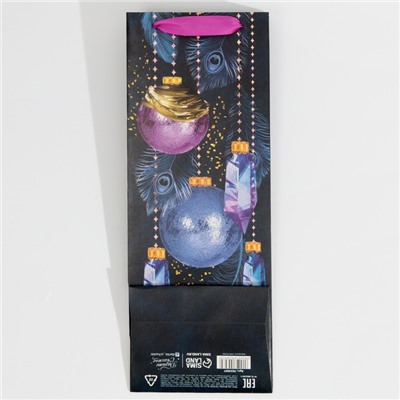 Пакет подарочный новогодний под бутылку «Новый год», 13×36×10 см