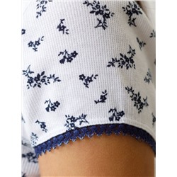 Платье мини с U вырезом и принтом из эластичного трикотажа кашкорсе