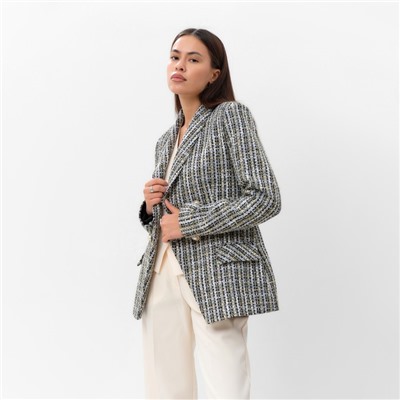 Пиджак женский твидовый двубортный MIST, размер 44, синий