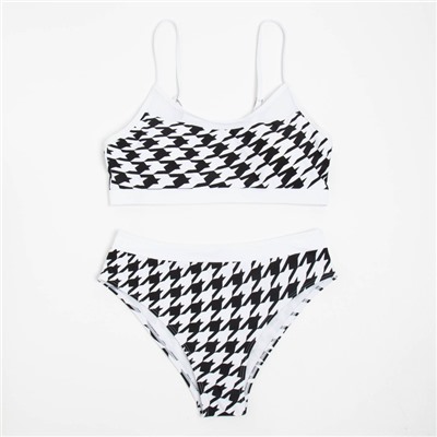 Купальник женский раздельный MINAKU цвет белый/чёрный, размер 48