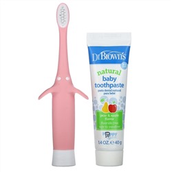 Dr. Brown's, Infant to Toddler Toothbrush Set, 0-3 Years, Pear & Apple, Pink, 1.4 oz (40 g)