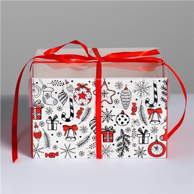 Коробка для капкейка «Новый год: Время добрых подарков», 16×16×10 см