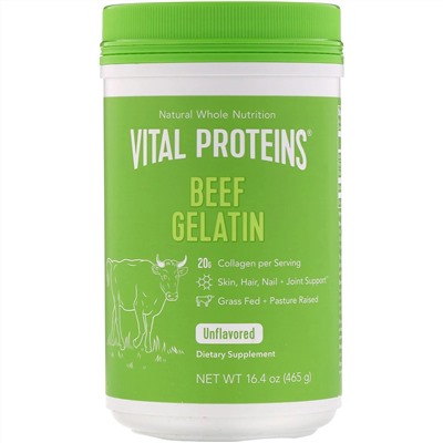 Vital Proteins, говяжий желатин, без добавок, 465 г (16,4 унции)