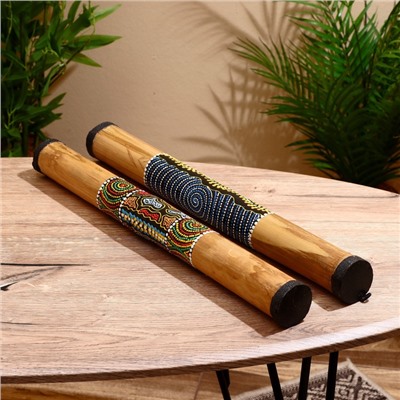 УЦЕНКА Сувенирный музыкальный инструмент «Посох дождя с голубыми узорами», 50×5×5 см, МИКС