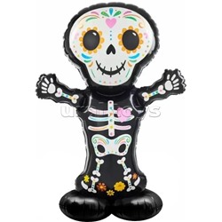 Шар 3D (36''/91 см) Фигура на подставке, Скелет Калавера, 1 шт. в уп.