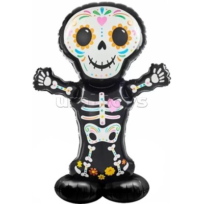 Шар 3D (36''/91 см) Фигура на подставке, Скелет Калавера, 1 шт. в уп.