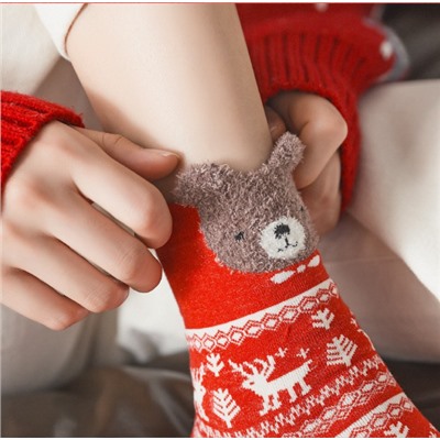 Носочки новогодние МЕДВЕДЬ 1 пара (Размер 36-39)