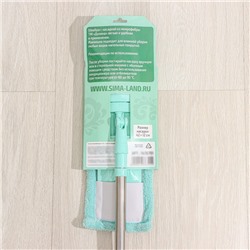 Швабра для мытья пола плоская Доляна, насадка из микрофибры 40×10 см, телескопическая стальная ручка 68(122) см