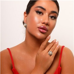 Комплект ювелирной бижутерии Итальянское золото (покрытие желтое 14к), серьги и кольцо, вставка: фианиты и искусственный жемчуг, р-р 17,5, арт. 216.046-17,5