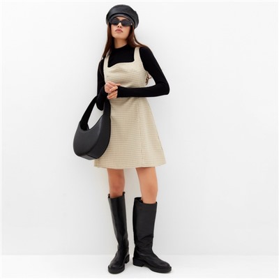 Платье мини женское в клетку MIST, размер 42, бежевое