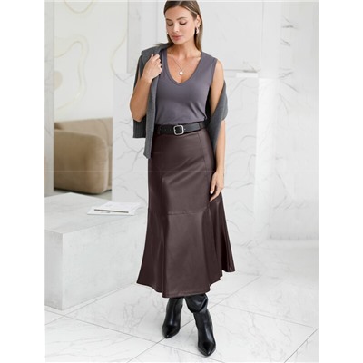 Расклешенная юбка из искусственной кожи