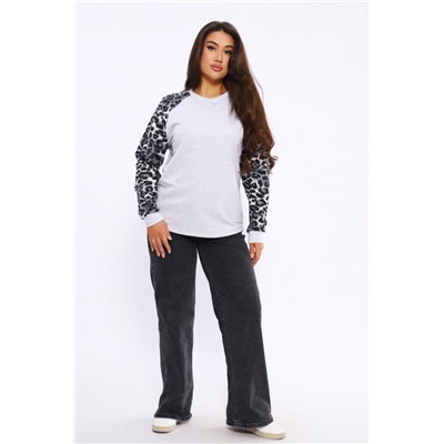 Женский свитшот леопард реглан 2025-2 (Серый леопард)