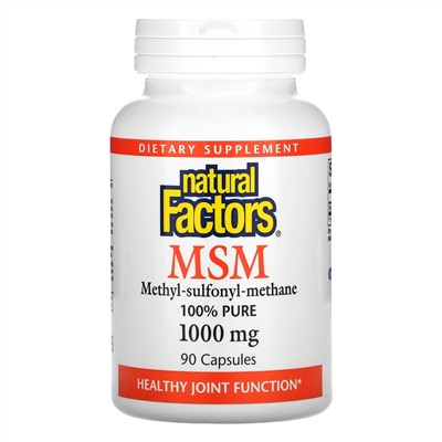 Natural Factors, MSM, 1,000 mg, 90 Capsules