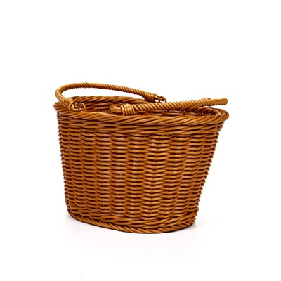 Корзина плетёная для хранения, 25×19×15 см, ручка h=17 см, пластиковая, коричневая