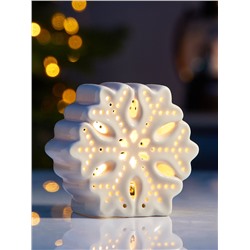 Светодиодная фигура «Снежинка», 9×4.4×8.8 см, 1 LED, керамика, от батареек LR44×3, тёплый белый свет