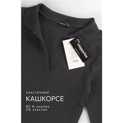 Женское платье-поло в рубчик Happyfox