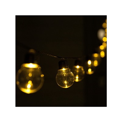 Гирлянда «Нить», 2.7 м, с насадками «Лампы», уличная, IP44, 10 LED, 8 режимов, солнечная батарея, тёмная нить, свечение тёплое белое
