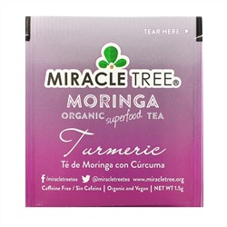 Miracle Tree, Moringa Organic Superfood Tea, Turmeric, Caffeine Free, 25 Tea Bags, 1.32 oz (37.5 g)