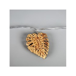 Гирлянда «Нить» 2.5 м с насадками «Листочек», IP20, прозрачная нить, 10 LED, батарейки AAх2 (нет в комплекте), свечение тёплое белое