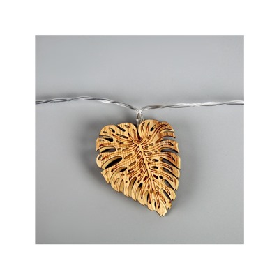 Гирлянда «Нить» 2.5 м с насадками «Листочек», IP20, прозрачная нить, 10 LED, батарейки AAх2 (нет в комплекте), свечение тёплое белое