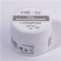 Гель для наращивания, с сухоцветами, трехфазный, 9 г, LED/UV, прозрачный, бирюзовый